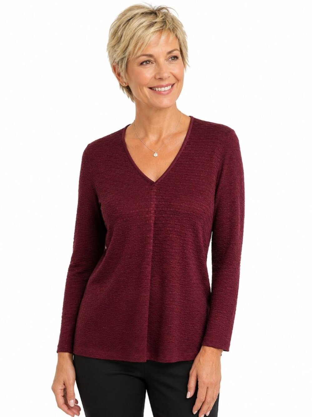 Vintage Jones New York Burgundy Red Knit V-Neck Sweater